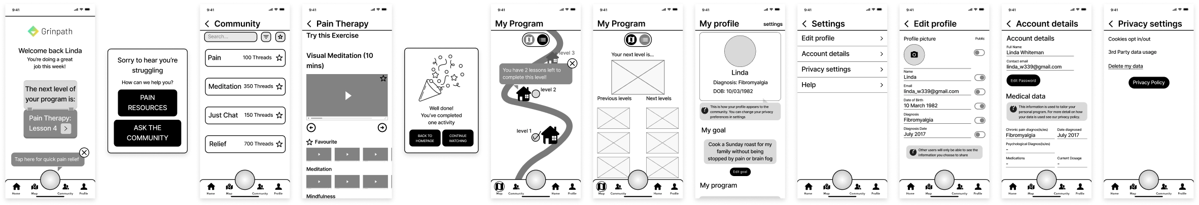 The MVP flow now as a mid fidelity prototype.